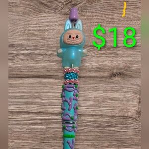 Handmade Colorful Decorative Labubu Pen with Blue and Purple Accents